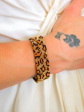 Gold Leopard Beaded Bracelet